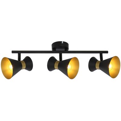 Reality Plafoniera Breda Nero/oro Metallo 3 Luci E14 40w Reality Plafoniera Breda Nero/oro Metallo 3 Luci E14 40w