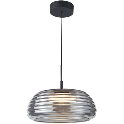 ITALUX Lampada A Sospensione Moderna Nera Vetro Fumé Led 20w ITALUX Lampada A Sospensione Moderna Nera Vetro Fumé Led 20w