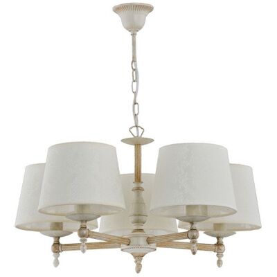 ALFA Roksana Classic 5-light Pendant Chandelier, White & Grey Metal Ceiling Lamp, 5xe14 Max 10w, 55cm H60cm, Dimmable, Elegant Hanging Light Fixture ALFA Roksana Classic 5-light Pendant Chandelier, White & Grey Metal Ceiling Lamp, 5xe14 Max 10w, 55cm H60cm, Dimmable, Elegant Hanging Light Fixture