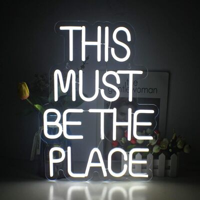 TREETALK Insegna Al Neon A Led, This Must Be The Place, Insegna Al Neon A Led Bianca Per Decorazione Murale Interna, Pannello Luminoso TREETALK Insegna Al Neon A Led, This Must Be The Place, Insegna Al Neon A Led Bianca Per Decorazione Murale Interna, Pannello Luminoso