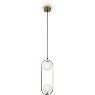 MAYTONI Lampada A Sospensione Ring Ottone 2 Luci Sfere Bianche MAYTONI Lampada A Sospensione Ring Ottone 2 Luci Sfere Bianche