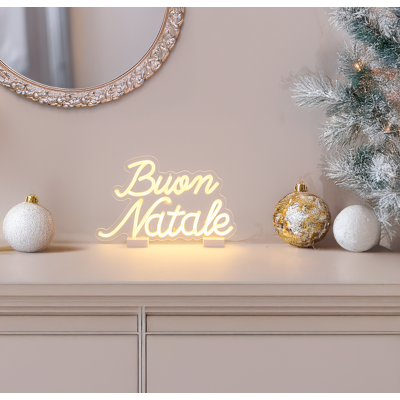 LOTTI Scritta Buon Natale 33cm Mini Neon Led Bianco Caldo LOTTI Scritta Buon Natale 33cm Mini Neon Led Bianco Caldo