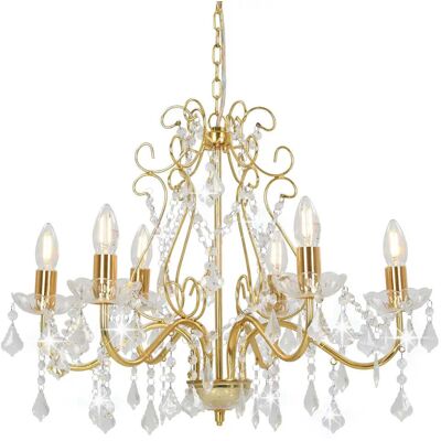 HELLOSHOP26 Lampadario Rotondo Dal Design Moderno 60 X 44 Cm Con 6 Portalampade E14 Illuminazione D'Ambiente In Metallo Dorato 020046409 HELLOSHOP26 Lampadario Rotondo Dal Design Moderno 60 X 44 Cm Con 6 Portalampade E14 Illuminazione D'Ambiente In Metallo Dorato 020046409