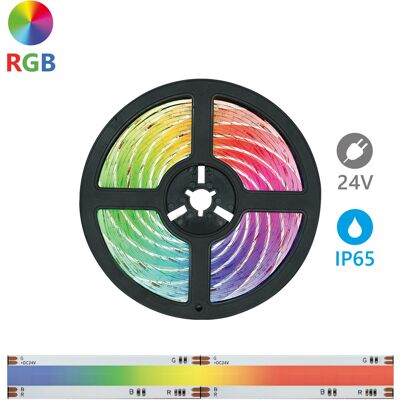 ALCAPOWER Striscia Led Cob 5 Metri Rgb 24v 15w/m Ip65 840 Led/m Alta Efficienza Luminosa Per Illuminazione Decorativa Professionale Interni Esterni ALCAPOWER Striscia Led Cob 5 Metri Rgb 24v 15w/m Ip65 840 Led/m Alta Efficienza Luminosa Per Illuminazione Decorativa Professionale Interni Esterni