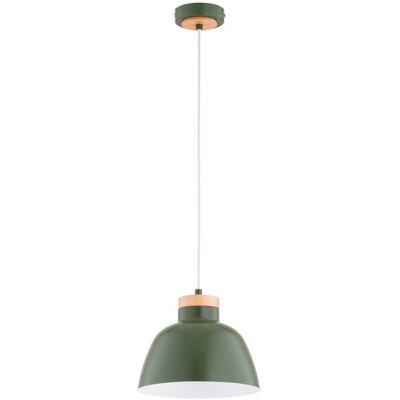 ALFA Lorien Scandinavian Green Metal & Wood Pendant Ceiling Lamp, 1xe27 Max 15w, 23cm, H90cm, Dimmable Hanging Light For Kitchen Island, Dining Table, Living Room ALFA Lorien Scandinavian Green Metal & Wood Pendant Ceiling Lamp, 1xe27 Max 15w, 23cm, H90cm, Dimmable Hanging Light For Kitchen Island, Dining Table, Living Room