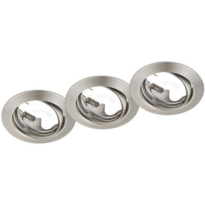 Trio - Jura Kit 3 Faretti Da Incasso Rotondi Orientabili Acciaio D. 8,3cm Attacco Gu10 Trio - Jura Kit 3 Faretti Da Incasso Rotondi Orientabili Acciaio D. 8,3cm Attacco Gu10