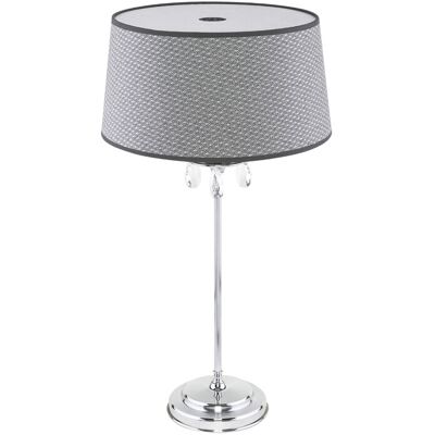 Jupiter Lampada Tavolo Cromo Paralume Grigio Cristalli E27 Jupiter Lampada Tavolo Cromo Paralume Grigio Cristalli E27