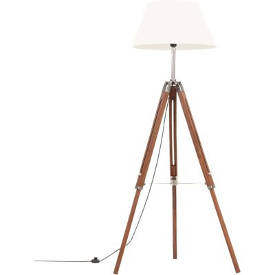 vidaXL Lampada a treppiede miele e bianco in legno di teak massiccio 141 cm - Lampada a treppiede vidaXL Lampada a treppiede miele e bianco in legno di teak massiccio 141 cm - Lampada a treppiede