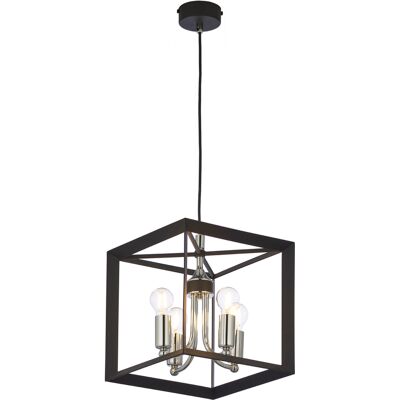 Jupiter Lampada A Sospensione Loft Nera Cubo 25cm 4xe14 Jupiter Lampada A Sospensione Loft Nera Cubo 25cm 4xe14