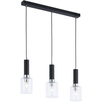 Jupiter Lampada Sospesa Tuluza Nera/cromo 70cm 3xe27 Vetro Jupiter Lampada Sospesa Tuluza Nera/cromo 70cm 3xe27 Vetro