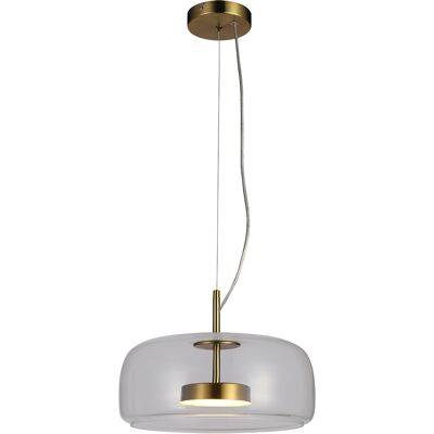 ITALUX Lampada A Sospensione Caste Oro Vetro Fumé Ø33 Led 10w ITALUX Lampada A Sospensione Caste Oro Vetro Fumé Ø33 Led 10w