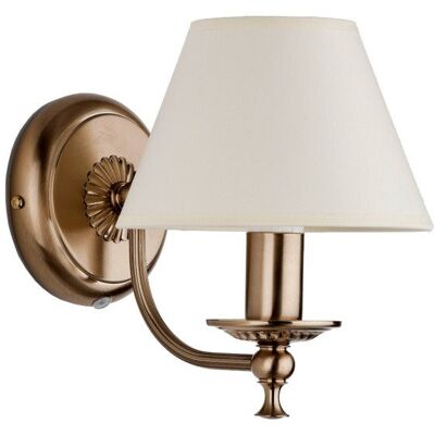 ALFA Sofia Brass/gold Wall Sconce With White Fabric Shade, 1-light E14 Max 10w, Indoor Ip20 Classic Wall Lamp For Bedroom Living Room Hallway, Dimmable Bulb Ready ALFA Sofia Brass/gold Wall Sconce With White Fabric Shade, 1-light E14 Max 10w, Indoor Ip20 Classic Wall Lamp For Bedroom Living Room Hallway, Dimmable Bulb Ready