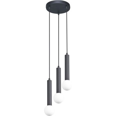 ITALUX Lampadario Filano Nero Sabbia 3xg9 Sfere Bianche ITALUX Lampadario Filano Nero Sabbia 3xg9 Sfere Bianche