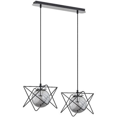 ALFA Sagito Track Modern Double Pendant Light 2-light Glass Globe Ceiling Lamp, Black Metal Basket/cage Shades With Chrome Accents, 2xe14 Max 10w, Dimmable ALFA Sagito Track Modern Double Pendant Light 2-light Glass Globe Ceiling Lamp, Black Metal Basket/cage Shades With Chrome Accents, 2xe14 Max 10w, Dimmable
