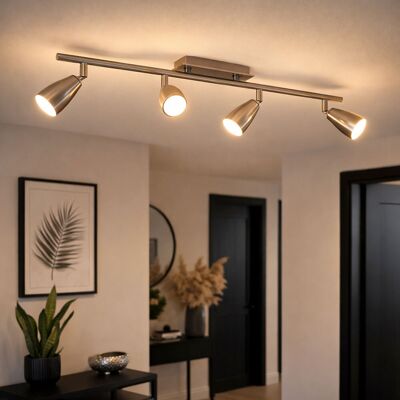 ETC-SHOP Faretto da soffitto nichel satinato 4 LED 4,5W - Lampada da soffitto ETC-SHOP Faretto da soffitto nichel satinato 4 LED 4,5W - Lampada da soffitto