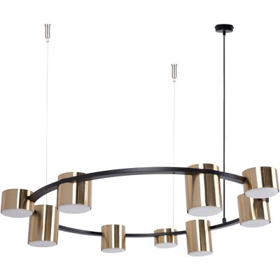 Lampada A Sospensione Nera Oro 9 Spot Anello Ø72 Sigma Lampada A Sospensione Nera Oro 9 Spot Anello Ø72 Sigma