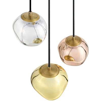 BELIANI Lampada A Sospensione In Metallo Con 3 Sfere, 146 Cm, Stile Moderno, Base In Ferro, Vetro Multicolore, Tshuapa BELIANI Lampada A Sospensione In Metallo Con 3 Sfere, 146 Cm, Stile Moderno, Base In Ferro, Vetro Multicolore, Tshuapa