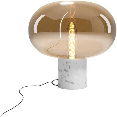 MAXLIGHT Lampada Da Tavolo Moonstone Marmo Bianco Vetro Ambra E27 MAXLIGHT Lampada Da Tavolo Moonstone Marmo Bianco Vetro Ambra E27