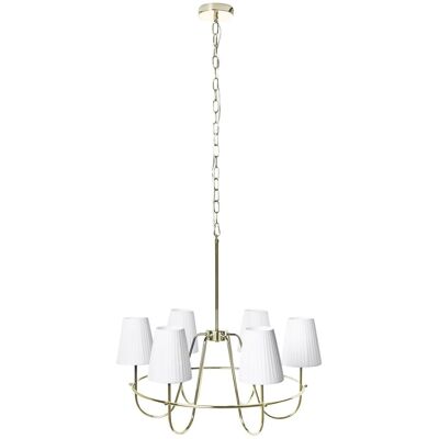 BELIANI Lampadario A 6 Luci Con Base In Metallo E Paralumi In Tessuto Oro Yamethin BELIANI Lampadario A 6 Luci Con Base In Metallo E Paralumi In Tessuto Oro Yamethin