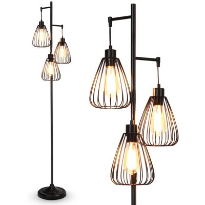 HELLOSHOP26 Lampada Da Terra In Stile Industriale 170 X 25 X 25 Cm 3 Paralumi In Metallo Finitura Nera Atmosfera Calda 200012292 HELLOSHOP26 Lampada Da Terra In Stile Industriale 170 X 25 X 25 Cm 3 Paralumi In Metallo Finitura Nera Atmosfera Calda 200012292