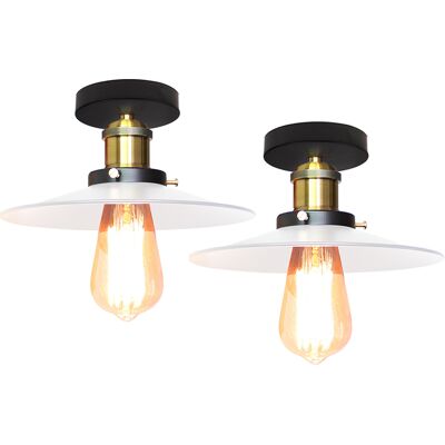 STOEX E27 Plafoniera Industrial Vintage Edison Lampada Da Soffitto Ombra Ristorante Lampada A Sospensione Per Bar Soggiorno Loft - 26cm Bianca Per 2 STOEX E27 Plafoniera Industrial Vintage Edison Lampada Da Soffitto Ombra Ristorante Lampada A Sospensione Per Bar Soggiorno Loft - 26cm Bianca Per 2