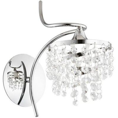 ALFA Kaliopa Glamour Chrome Crystal Wall Sconce Light, 1x E14 Socket, Max 10w, Metal & Glass Indoor Lamp Ip20, 26x28x14 Cm, Polished Silver Finish, For Living Room, Bedroom, Hallway ALFA Kaliopa Glamour Chrome Crystal Wall Sconce Light, 1x E14 Socket, Max 10w, Metal & Glass Indoor Lamp Ip20, 26x28x14 Cm, Polished Silver Finish, For Living Room, Bedroom, Hallway
