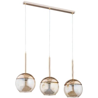 ALFA Volda 62159 Modern Gold Glass Globe Chandelier, 3-light Pendant Ceiling Lamp, E27 Max 60w, Dimmable, Adjustable Drop Up To 90 Cm, Ip20 For Living Room Dining ALFA Volda 62159 Modern Gold Glass Globe Chandelier, 3-light Pendant Ceiling Lamp, E27 Max 60w, Dimmable, Adjustable Drop Up To 90 Cm, Ip20 For Living Room Dining