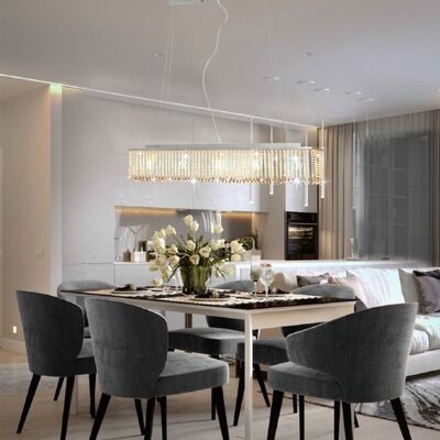 Lampadario a soffitto con perline di cristallo argentate - Lampada a soffitto Lampadario a soffitto con perline di cristallo argentate - Lampada a soffitto
