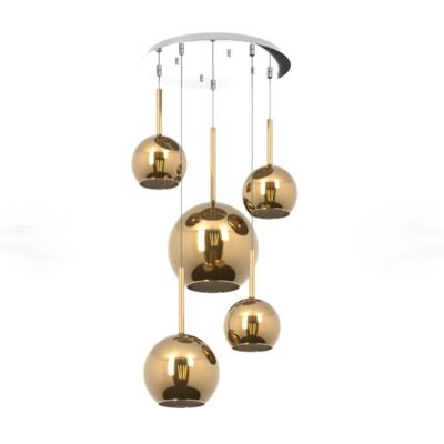 TOP-LIGHT - Sosp. Cromo Tonda 5 Luci Vetri (1 Grande+1 Medio+3 Piccolo) Tutti Oro 1155cr-s5 Tmix-or TOP-LIGHT - Sosp. Cromo Tonda 5 Luci Vetri (1 Grande+1 Medio+3 Piccolo) Tutti Oro 1155cr-s5 Tmix-or
