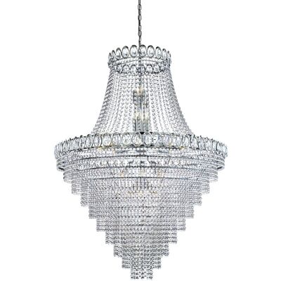 Lampadario in cristallo Louis Philipe 28 luci - Finitura cromata alta Lampadario in cristallo Louis Philipe 28 luci - Finitura cromata alta