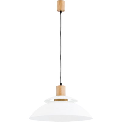 ALFA Tropic Modern Pendant Ceiling Lamp 44cm White & Light Wood Glass Shade, E27 1x60w Dimmable Hanging Light For Living Room Dining, 60356 Indoor Ip20, 85cm Height ALFA Tropic Modern Pendant Ceiling Lamp 44cm White & Light Wood Glass Shade, E27 1x60w Dimmable Hanging Light For Living Room Dining, 60356 Indoor Ip20, 85cm Height