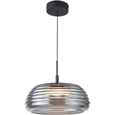 ITALUX Lampada A Sospensione Moderna Nera Vetro Fumé Led 20w ITALUX Lampada A Sospensione Moderna Nera Vetro Fumé Led 20w