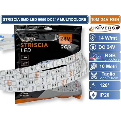 UNIVERSO 10m-24v-rgb Striscia Led Flessibile 140w Smd Rgb 60 Led/metro Dc 24v Bobina 10 Metri Da Interno Ip20 UNIVERSO 10m-24v-rgb Striscia Led Flessibile 140w Smd Rgb 60 Led/metro Dc 24v Bobina 10 Metri Da Interno Ip20