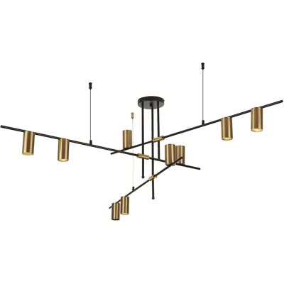 LIGHT PRESTIGE Lampada A Sospensione Arizona 9xgu10 Nero Oro LIGHT PRESTIGE Lampada A Sospensione Arizona 9xgu10 Nero Oro