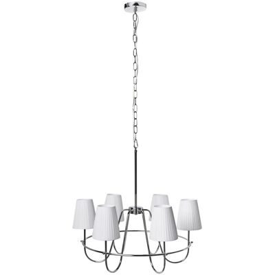 BELIANI Lampadario A 6 Luci Con Base In Metallo E Paralumi In Tessuto Argento Yamethin BELIANI Lampadario A 6 Luci Con Base In Metallo E Paralumi In Tessuto Argento Yamethin
