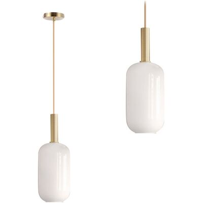 TOOLIGHT Lampada A Sospensione App667-1cp Vetro Tubo Oro Bianco TOOLIGHT Lampada A Sospensione App667-1cp Vetro Tubo Oro Bianco