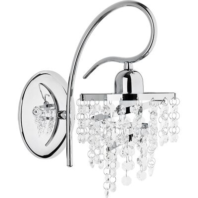 ALFA Diana Glamour Chrome Crystal Wall Sconce Light, 1xe14 10w, Indoor Ip20, Dimmable, Metal & Glass, Luxury Decorative Bedroom Living Room Hallway Lamp Fixture 26cm ALFA Diana Glamour Chrome Crystal Wall Sconce Light, 1xe14 10w, Indoor Ip20, Dimmable, Metal & Glass, Luxury Decorative Bedroom Living Room Hallway Lamp Fixture 26cm