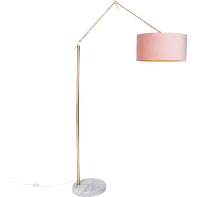 QAZQA Lampada da terra moderna con paralume in velluto rosa - Lampada da terra QAZQA Lampada da terra moderna con paralume in velluto rosa - Lampada da terra