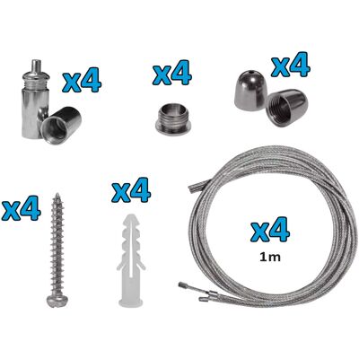 ALCAPOWER Kit Di Sospensione Professionale Per Pannelli Led, Set Cavi In Acciaio Regolabili Con Attacco A Soffitto, Installazione Versatile, 100cm ALCAPOWER Kit Di Sospensione Professionale Per Pannelli Led, Set Cavi In Acciaio Regolabili Con Attacco A Soffitto, Installazione Versatile, 100cm