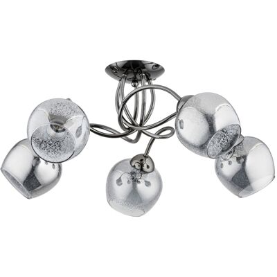 ALFA Infinity 5-light Chrome Glass Pendant Ceiling Lamp, Modern Hanging Chandelier With 5xe27 (max 60w) Ip20, 68cm Wide Indoor Lighting For Dining & Living Rooms ALFA Infinity 5-light Chrome Glass Pendant Ceiling Lamp, Modern Hanging Chandelier With 5xe27 (max 60w) Ip20, 68cm Wide Indoor Lighting For Dining & Living Rooms