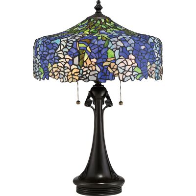 Lampada da tavolo Tiffany Cobalt di Elstead - Bronzo Vintage Lampada da tavolo Tiffany Cobalt di Elstead - Bronzo Vintage