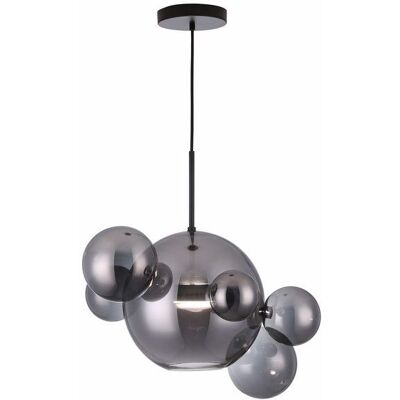 Reality Lampada Sospesa Nera 5 Sfere Vetro Fumé Multiverse Led 10w Reality Lampada Sospesa Nera 5 Sfere Vetro Fumé Multiverse Led 10w