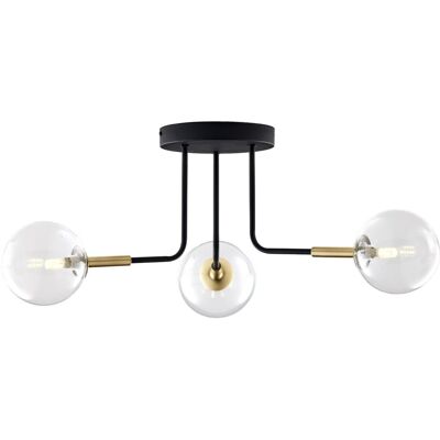 Jupiter Plafoniera Moderna Nero Oro, Sfere Vetro 3xg9 Burano Jupiter Plafoniera Moderna Nero Oro, Sfere Vetro 3xg9 Burano
