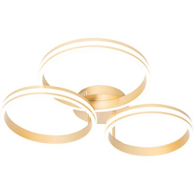 QAZQA Lampada da Soffitto Ottone - Navara - Dimmabile a 3 livelli - 3 luci - Design moderno QAZQA Lampada da Soffitto Ottone - Navara - Dimmabile a 3 livelli - 3 luci - Design moderno