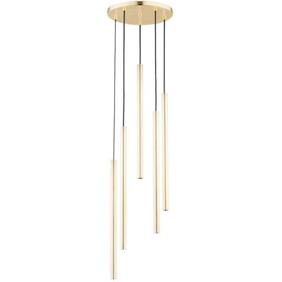 ALFA Collet Round Brass/gold Pendant Light 30cm, 5-light Modern Tube Chandelier, Metal Ceiling Hanging Lamp, G9 Max 10w, Height 120cm, Ip20, Dining Room Kitchen Island ALFA Collet Round Brass/gold Pendant Light 30cm, 5-light Modern Tube Chandelier, Metal Ceiling Hanging Lamp, G9 Max 10w, Height 120cm, Ip20, Dining Room Kitchen Island