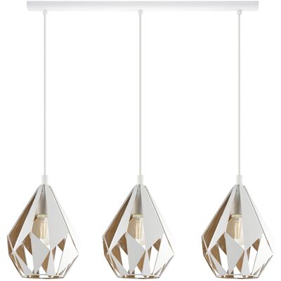 EGLO - Lampadario A Sospensione Vintage Carlton 1 Acciaio Bianco Oro 3 Luci E27 EGLO - Lampadario A Sospensione Vintage Carlton 1 Acciaio Bianco Oro 3 Luci E27