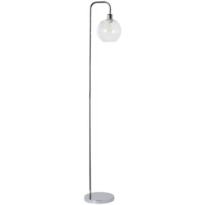 BELIANI Lampada Da Terra Con Base In Metallo E Paralume In Vetro Argento Okavango BELIANI Lampada Da Terra Con Base In Metallo E Paralume In Vetro Argento Okavango