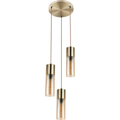 Lampada a sospensione Globo Annika in ottone con vetro ambra - Illuminazione Lampada a sospensione Globo Annika in ottone con vetro ambra - Illuminazione