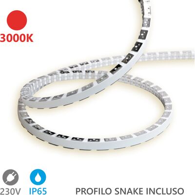 ALCAPOWER Striscia Led Snake Flex 5m 230v 12w/m 3000k Ip65 Luce Calda, Silicone Flessibile Alta Efficienza Con 120 Led/m Per Illuminazione Interni ALCAPOWER Striscia Led Snake Flex 5m 230v 12w/m 3000k Ip65 Luce Calda, Silicone Flessibile Alta Efficienza Con 120 Led/m Per Illuminazione Interni
