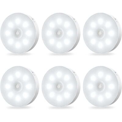 DPZO Luci Notturne A Led Con Sensore Di Movimento Per Armadietti - Ricaricabili, Autoadesive, Con Sensore, A Luminosità Costante, Confezione Da 6 DPZO Luci Notturne A Led Con Sensore Di Movimento Per Armadietti - Ricaricabili, Autoadesive, Con Sensore, A Luminosità Costante, Confezione Da 6